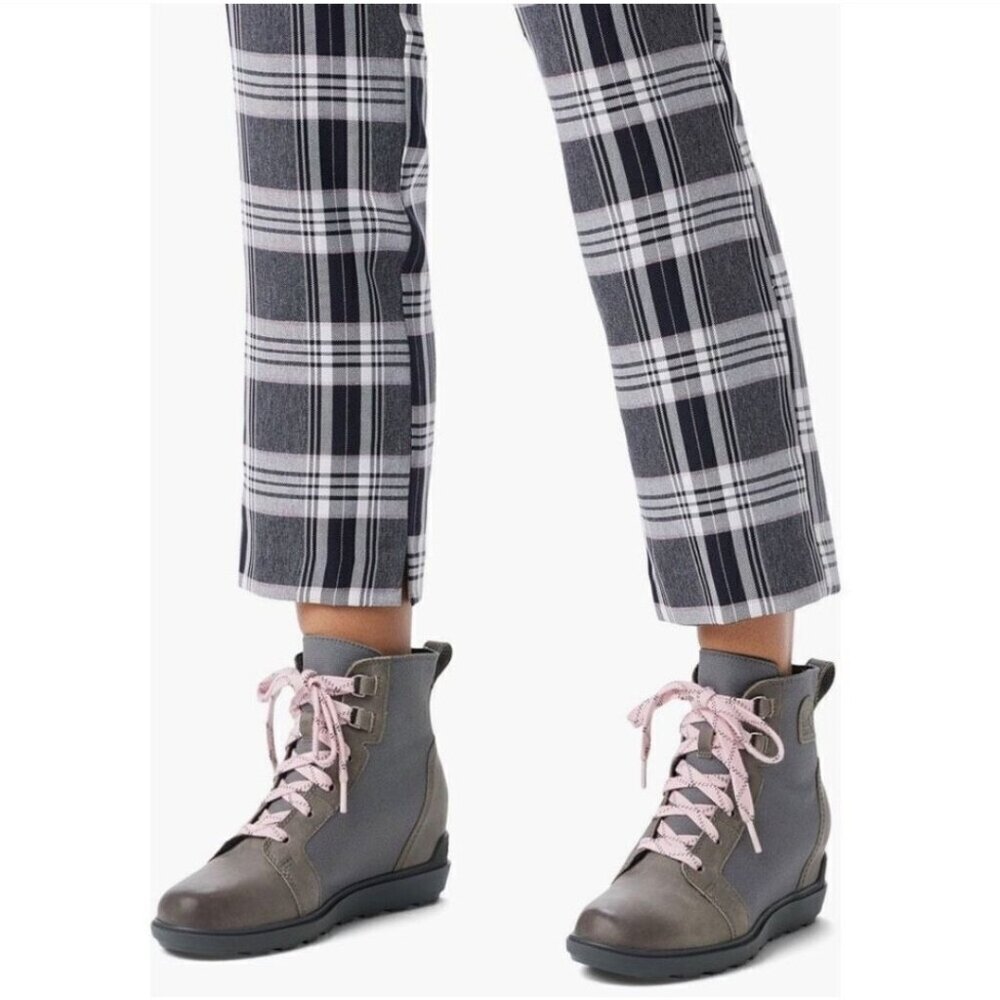 NEW Sorel Evie II NW Gray Waterproof Lace-Up Ankle Wedge Boots Womens Size 8